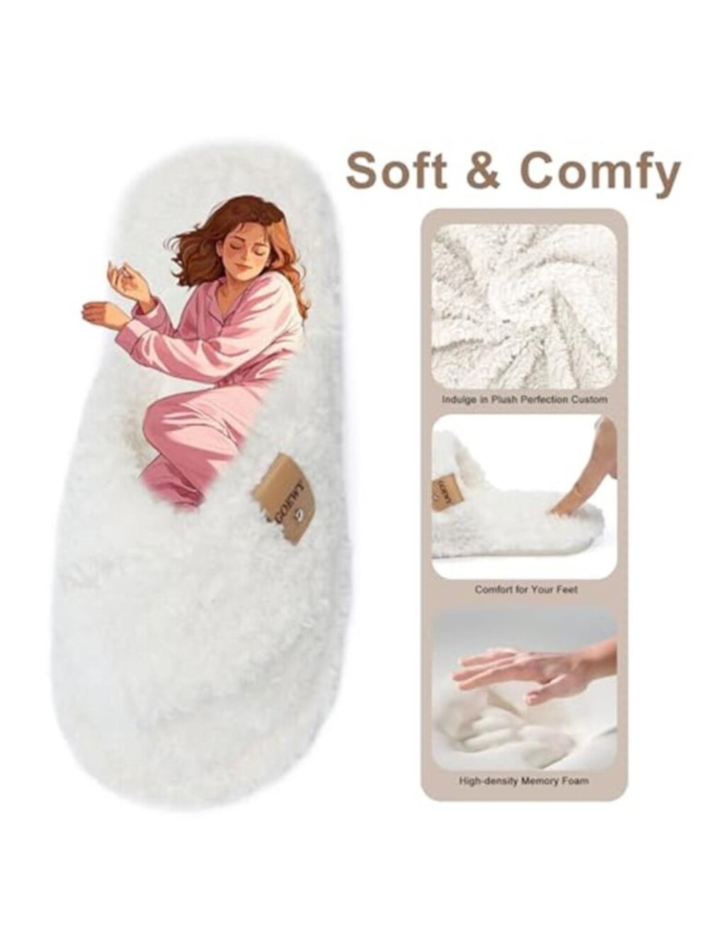 Fuzzy Open Toe Slippers for Women Indoor and Outdoor with Memory Foam - Picture 3 of 7